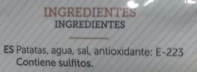 Lista de ingredientes del producto Patata cocida y pelada Huercasa 500 g