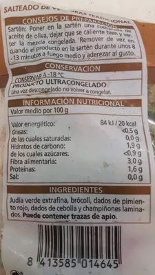 Lista de ingredientes del producto Verduras salteadas bonArea Bonarea 500 g