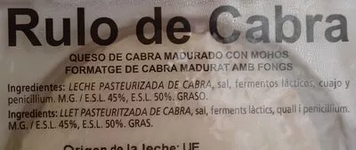 Lista de ingredientes del producto Rulo de cabra BonÀrea 150 g