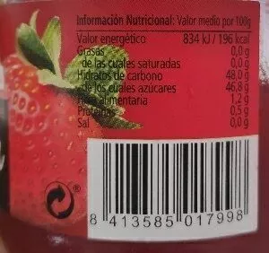 Lista de ingredientes del producto Mermelada de fresa extra bonÀrea 