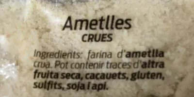 Lista de ingredientes del producto Almendras crudas molidas bonÀrea 