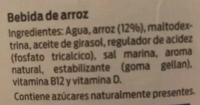 Lista de ingredientes del producto Bebida de arroz 100% vegetal bonÀrea 1 L