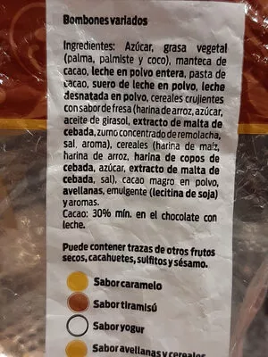 Lista de ingredientes del producto Bombones variados Bonarea 450 G