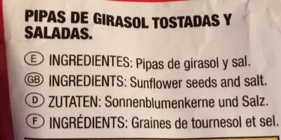 Lista de ingredientes del producto Pipas Facundo 200 g