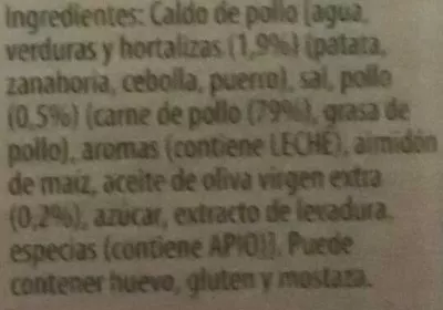 Lista de ingredientes del producto Caldo de pollo knorr 