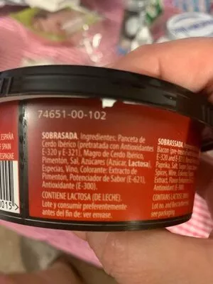 Lista de ingredientes del producto Sobrasada ibérica curada  