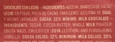 Lista de ingredientes del producto Chocolate con leche Chocolate Amatller 18 g