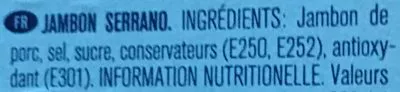 Lista de ingredientes del producto Jambon Serrano Carsodo 