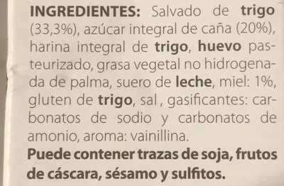 Lista de ingredientes del producto Galletas fibra activa y miel Gerblé 