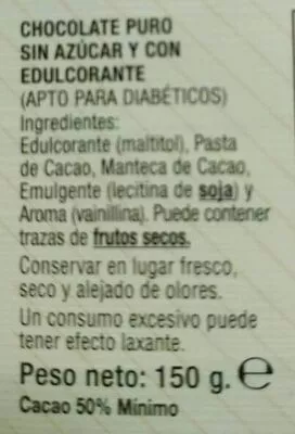 Lista de ingredientes del producto Puro sin azucares anadidos Horno san José 150 g