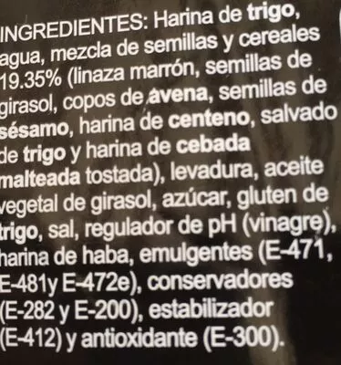 Lista de ingredientes del producto Barra Rústica Multicereal  