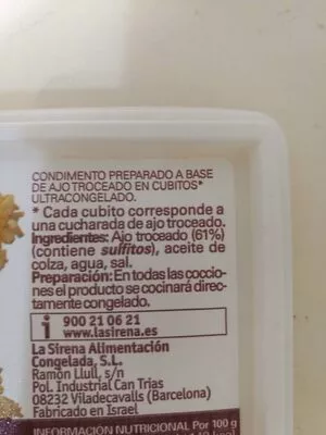 Lista de ingredientes del producto Ajo troceado La Sirena 