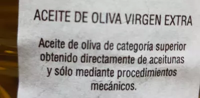 Lista de ingredientes del producto Aceite de Oliva Virgen Extra Casería de Huéllar 5 l