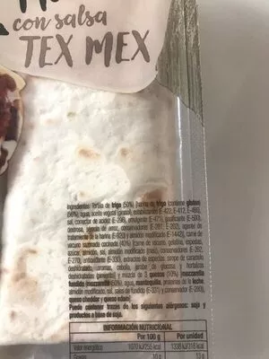 Lista de ingredientes del producto Burrito mexicano con salsa tex mex Natur Easy 5 g