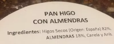 Lista de ingredientes del producto Pan Higo con almendras  