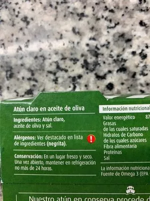 Lista de ingredientes del producto Atún claro en aceite de oliva Consum 