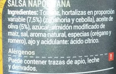 Lista de ingredientes del producto Salsa napolitana Consum 