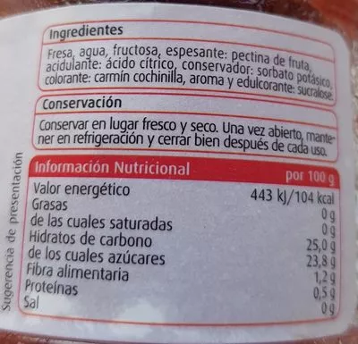 Lista de ingredientes del producto Fresa maduixa Diet Consum 