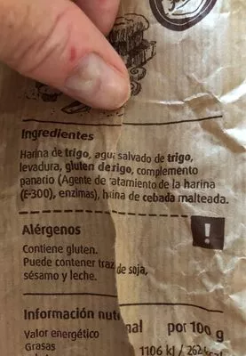 Lista de ingredientes del producto Pan integral Consum 