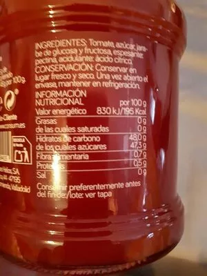 Lista de ingredientes del producto Tomate Marmelada Extra Consum 