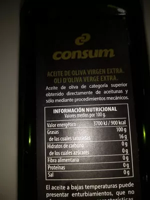 Lista de ingredientes del producto Aceite de oliva virgen extra Consum 