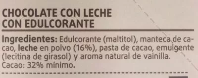 Lista de ingredientes del producto Chocolate con leche sin azucares anadidos Consum 