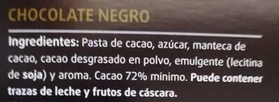 Lista de ingredientes del producto Chocolate 72% Consum 