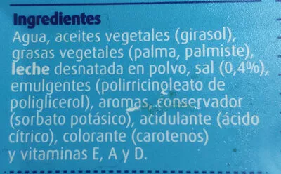 Lista de ingredientes del producto Margarina ligera Consum 500 g