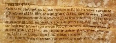 Lista de ingredientes del producto Pain multifibres mercadona 600 g