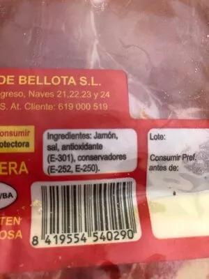 Lista de ingredientes del producto Jamon Serrano  