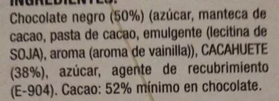 Lista de ingredientes del producto Bombones de cacahuetes  