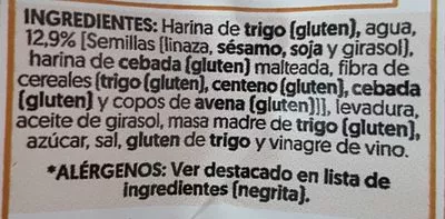 Lista de ingredientes del producto Pan Semillas y Cereales  