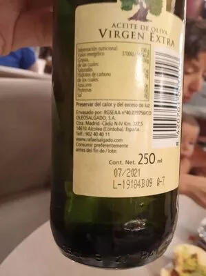 Lista de ingredientes del producto Aceite de oliva virgen extra Rafael Salgado  