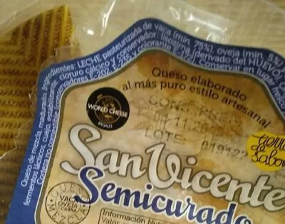 Lista de ingredientes del producto Queso semicurado san vicente 950 g