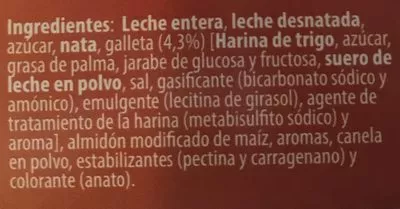 Lista de ingredientes del producto Natillas con galleta Reina 500 g