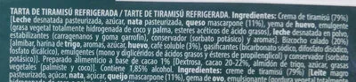 Lista de ingredientes del producto Tiramisú Reina 180 g (2x90g)