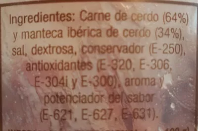 Lista de ingredientes del producto Zurrapa de lomo Icarben 500g