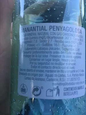 Lista de ingredientes del producto Agua con gas Cortes 50 cl