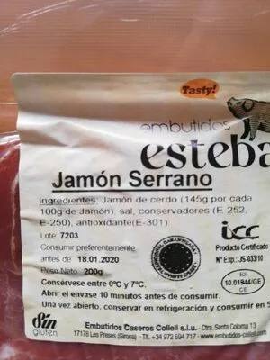 Lista de ingredientes del producto Jamon serrano  200 g