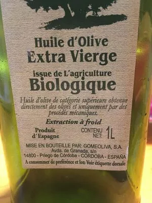 Lista de ingredientes del producto Huile d’Olive Olivares de Leoncio Gómez 1 L