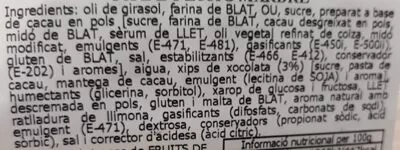 Lista de ingredientes del producto Pa de Pessic Marbre La Granja 