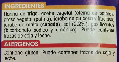 Lista de ingredientes del producto Galletas saladas Alipende 350 g