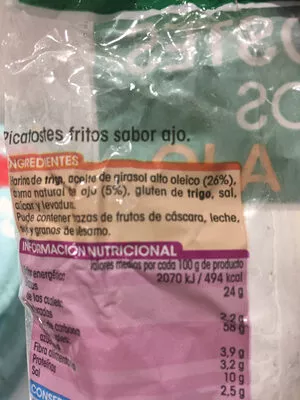 Lista de ingredientes del producto Picatostes fritos sabor ajo  