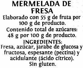 Lista de ingredientes del producto Mermelada fresa Alipende 350 g (neto), 314 ml