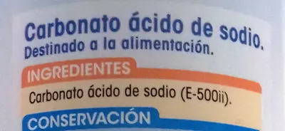 Lista de ingredientes del producto Bicarbonato sódico Alipende 250 g