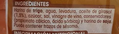 Lista de ingredientes del producto Pan tradicional Alipende 