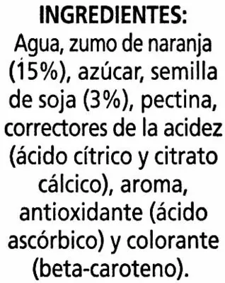 Lista de ingredientes del producto Bebida de zumo y soja "Alipende" Naranja Alipende 1 l