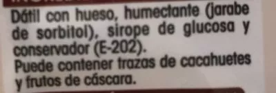 Lista de ingredientes del producto Dattes Alipende 250 g