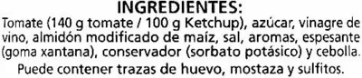 Lista de ingredientes del producto Salsa kétchup "Alipende" Alipende 300 g (neto)