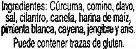 Lista de ingredientes del producto Curry Alipende 45 g